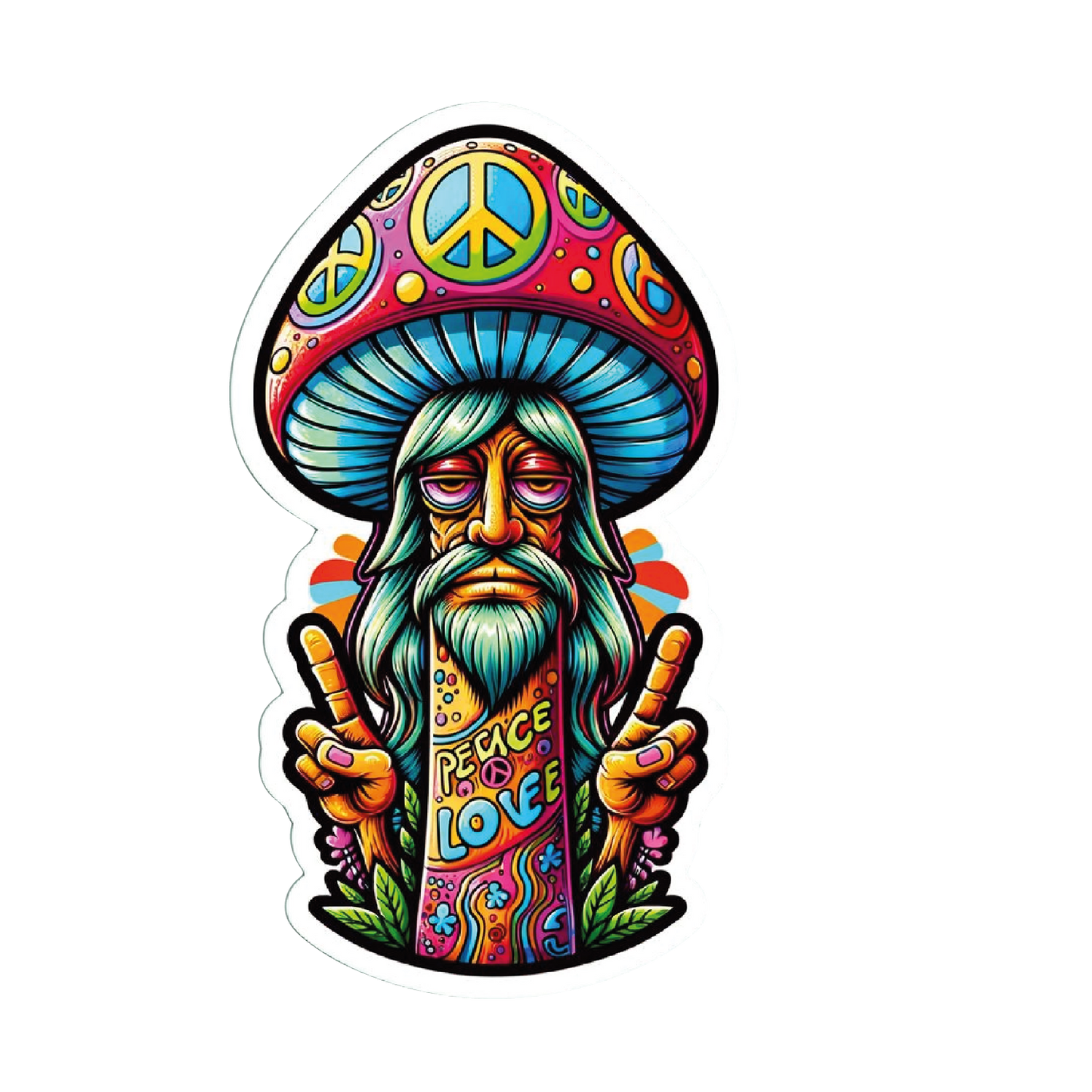 Peace Love Mushroom Guy. Sticker