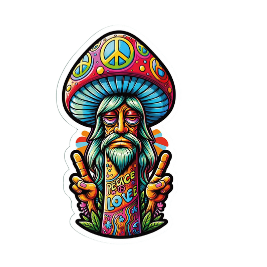Peace Love Mushroom Guy. Sticker